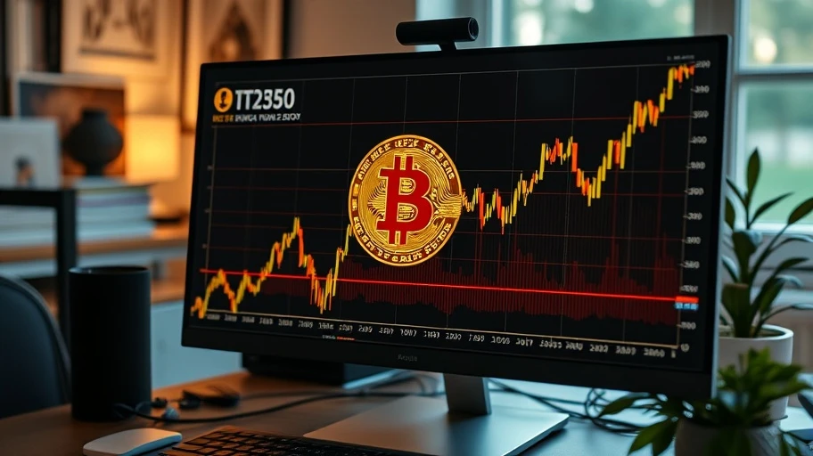 Biểu đồ Bitcoin biến động, tiềm ẩn rủi ro đầu tư.