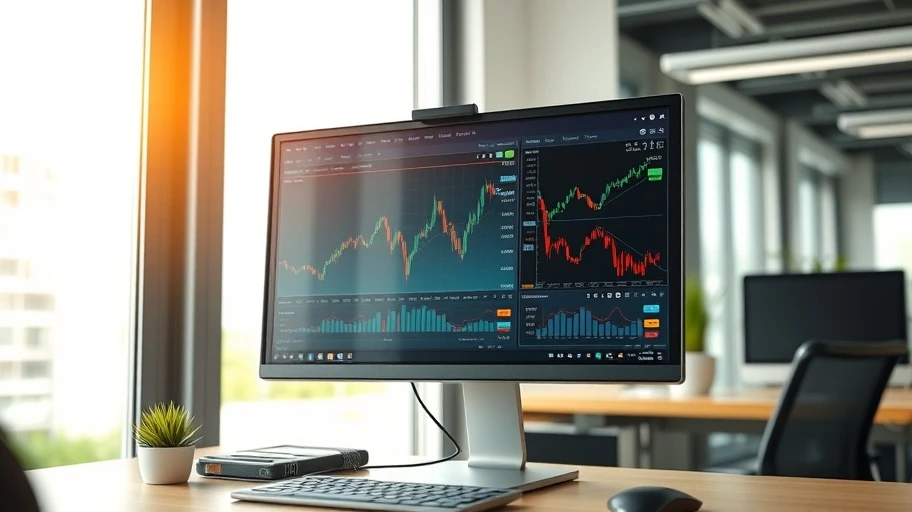 Biểu đồ Bitcoin, Ethereum, Binance Coin trên màn hình máy tính