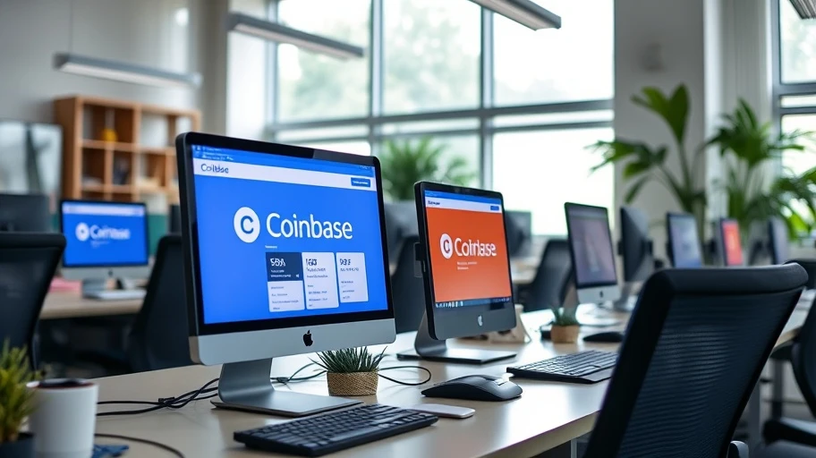 Coinbase trên màn hình máy tính.