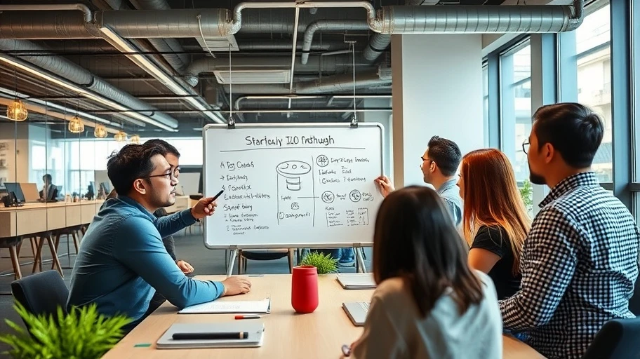 Hình ảnh cuộc họp triển khai ICO với sự tham gia của các thành viên đội ngũ.