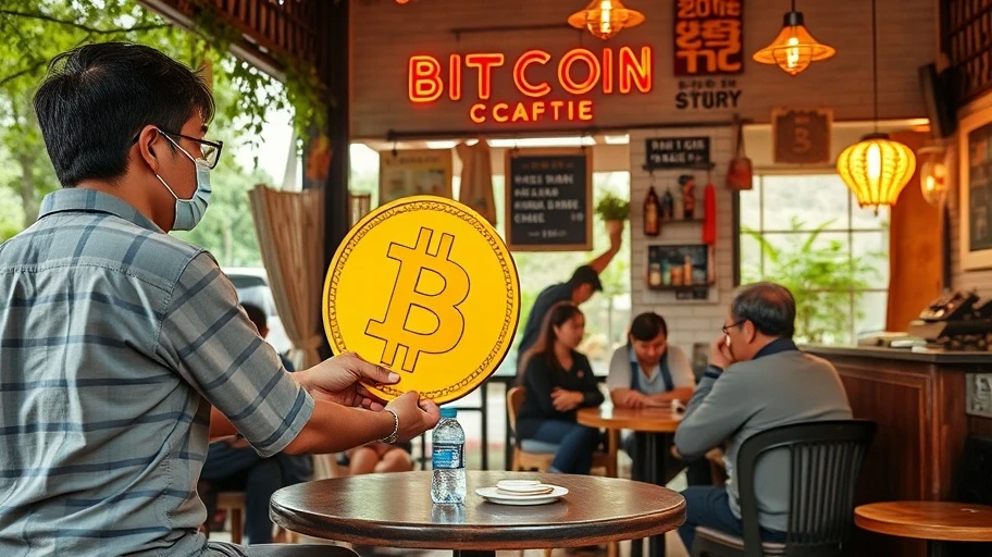 Khách hàng thanh toán bằng Bitcoin tại quán cà phê Việt Nam