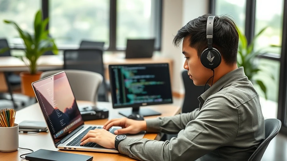 Lập trình viên làm việc trên ứng dụng Ethereum.