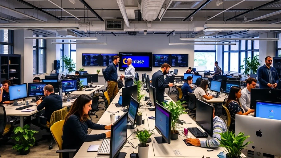 Môi trường làm việc công nghệ tại Coinbase và sự phát triển ở Mỹ.