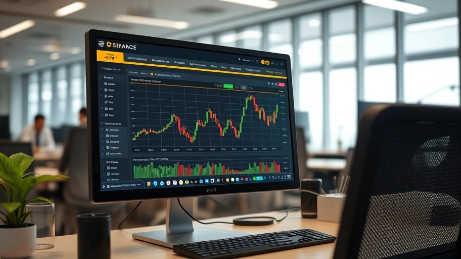 Sàn giao dịch Binance với bảng giá tiền mã hóa.
